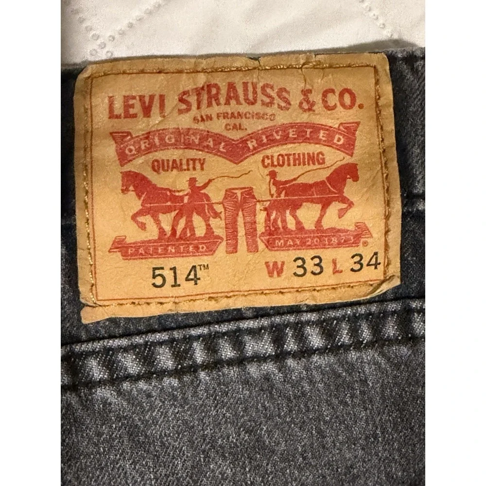 Levis 514 33X34 Actual 35X34 Grey Mens Jeans Stretch‎ Medium Wash